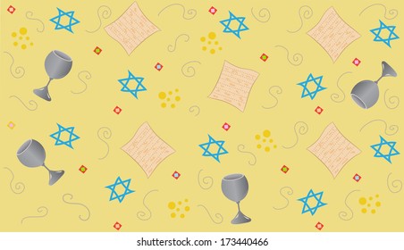 Yellow Passover - Repetitive pattern of Passover symbols. Eps10