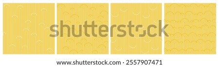Yellow Pasta Seamless Pattern. Ramen Vector Background. Italian Spaghetti Abstract Texture. Linear Geometric Asian Noodle Illustration. Food Package Graphic Design.