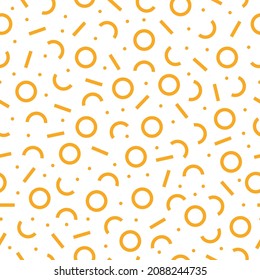 Yellow pastel seamless pattern with memphis design