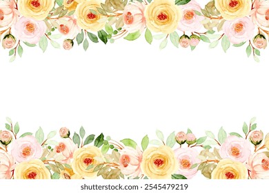 Yellow pastel watercolor flower background vector