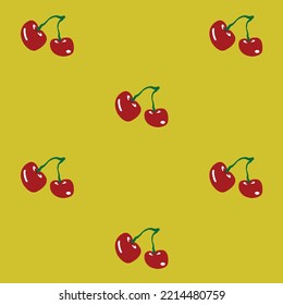 yellow pattern background with cherries