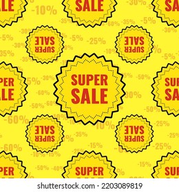 Venta en segundo plano de patrón amarillo sin problemas de descuento vectorial al por menor. especial