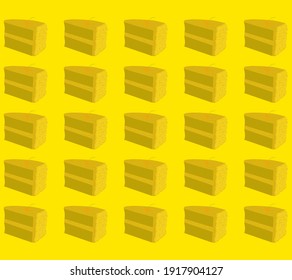 yellow pattern with chocolate cake pieces 