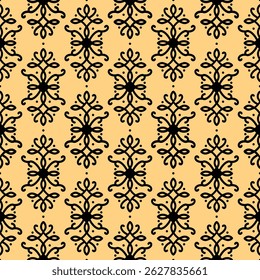 Yellow pattern classic black line art baroqe wall paper textile design vector seamless