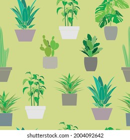 Patrón amarillo con diferentes macetas