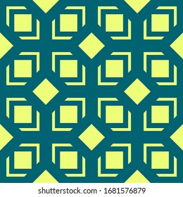 Yellow pattern on blue background. Seamless ornament.