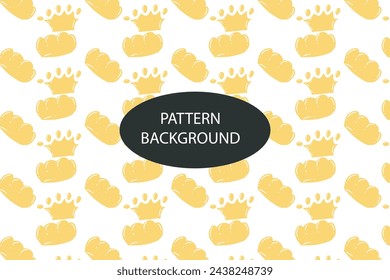 yellow  pattern in retro style with a gold crown on a white background
