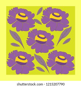yellow pattern with violet flowers