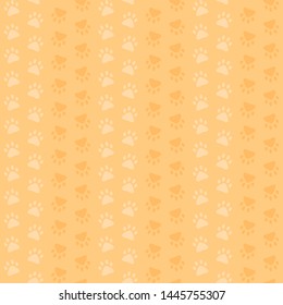 yellow paw prints. vector seamless pattern. simple baby repetitive background. textile paint. fabric swatch. wrapping paper. continuous print