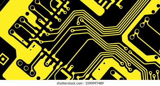 Yellow pcb motherboard abstract texture background pattern backdrop