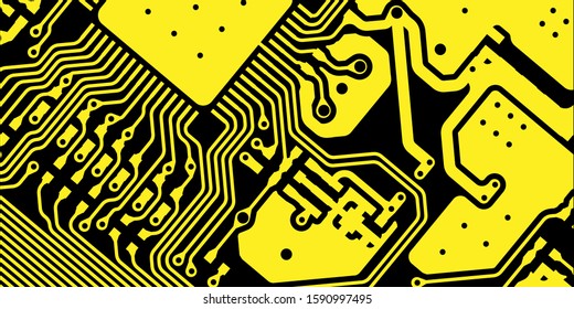 Yellow pcb motherboard abstract texture background pattern backdrop