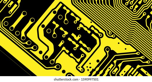 Yellow Pcb Motherboard Abstract Texture Background Stock Vector ...