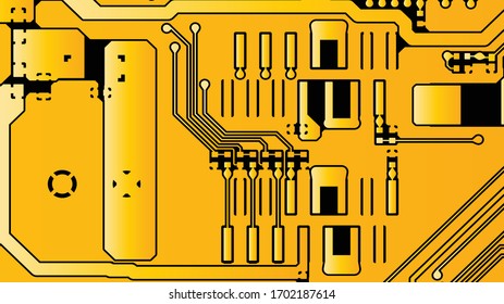 Abstrakte abstrakte abstrakte Hauptplatine des gelben PCs, Hintergrund
