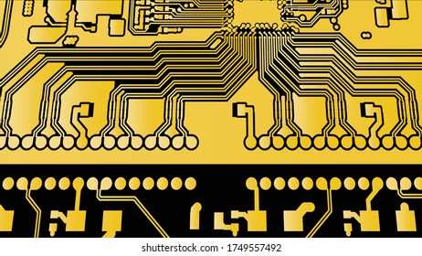 Yellow pcb motherboard abstract texture background pattern backdrop