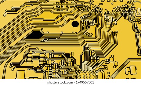 Yellow pcb motherboard abstract texture background pattern backdrop