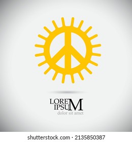 yellow Peace icon isolated . Hippie symbol of peace. Vector