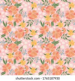 Yellow and Peach Flowers Garden Pattern