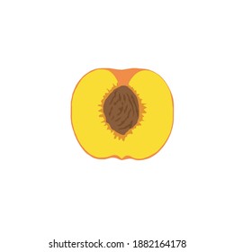 Yellow peach slice icon isolated on white background vector illustrarion. 
