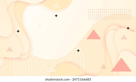 Yellow and peach vector creative geometric design for abstract background with shapes and memphis style