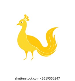 yellow peacock bird on white background
