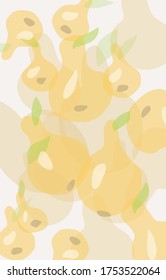 Yellow pear background. Vector decorative wallpaper.