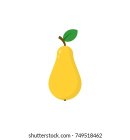 Yellow pear in cartoon flat style. Vector