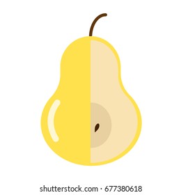 Yellow pear flat icon, vector sign, colorful pictogram isolated on white. Vegetarian food symbol, logo illustration. Flat style design