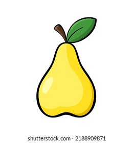 Gelbe Birne, flache Abbildung. Stilvolles Vektorelement einzeln auf weißem Hintergrund. Bestens für Web-, Print-, Paket-, Werbung-, Logo- und Branding-Design.