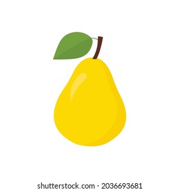 Yellow pear in flat style.Vector illusration solated on white background.
