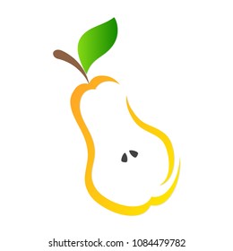 Yellow pear fruit icon hand draw on white, stock vector drawing illustration