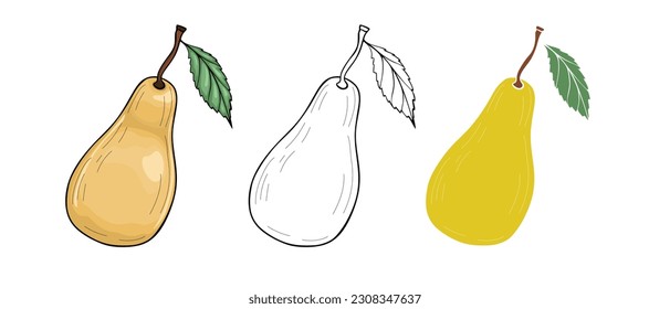 Yellow pear fruit icon isolated on white background