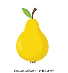 Yellow pear with green leaf fruit icon image vector illustration flat design isolated eps 10