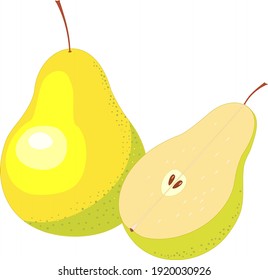 Lágrima y media amarilla. Gráficos vectoriales coloreados. La imagen estilizada de una fruta. 