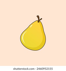 Yellow pear isolated on background. Vector illustration. Cut yellow pear