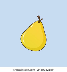 Yellow pear isolated on background. Vector illustration. Cut yellow pear