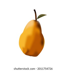 Yellow pear isolated on white background.
Cartoon  isolated. Fresh pear healthy food. Pear icon. Vector isometric illustration of pear icon for web. Vector illustration.