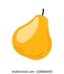 Yellow pear isolated on white background. Vector illustration.