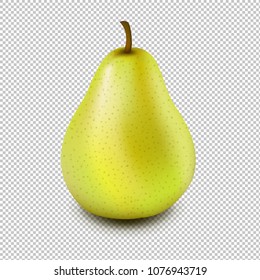 Yellow Pear Isolated Transparent Background With Gradient Mesh, Vector Illustration