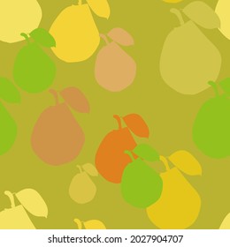 yellow pear juicy fruit vector seamless bright pattern multicolor