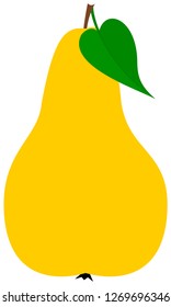 Yellow pear with leaf icon. Vector illustration.