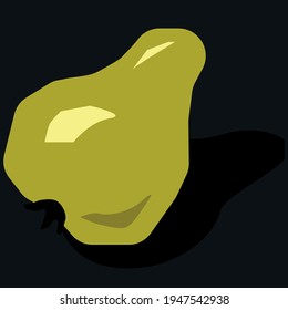 Yellow pear on black background 