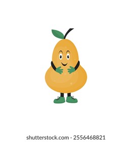 yellow pear in the shape of a man.vector illustration of fruit