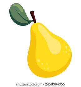 Yellow pear simple illustration. Ripe juicy fruit. Bright cartoon vector flat clipart