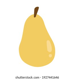 Yellow pear - single design vector element. Flat style illustration for sticker, poster, card, pattern, icon. Summer food art, hand drawn. Cartoon art.