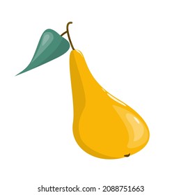 The yellow pear is a vector design element. Flat-style illustration for stickers, posters, postcards, drawings, badges.