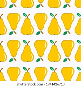 yellow pear vector. ripe yellow pear seamless pattern