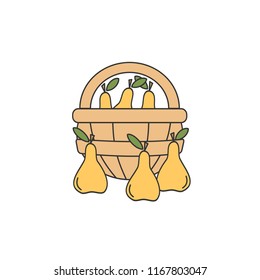 yellow pears in a basket isolated on white background vector illustration