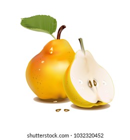 
Yellow pears with juice drops