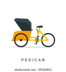 The Yellow Pedicab. Isolated Vector Illustration