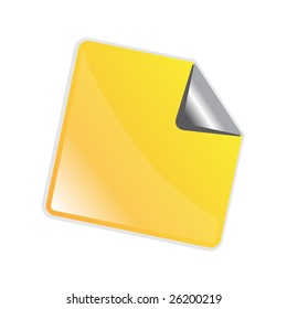 Yellow  peel off sticker isolated on a white background with shine